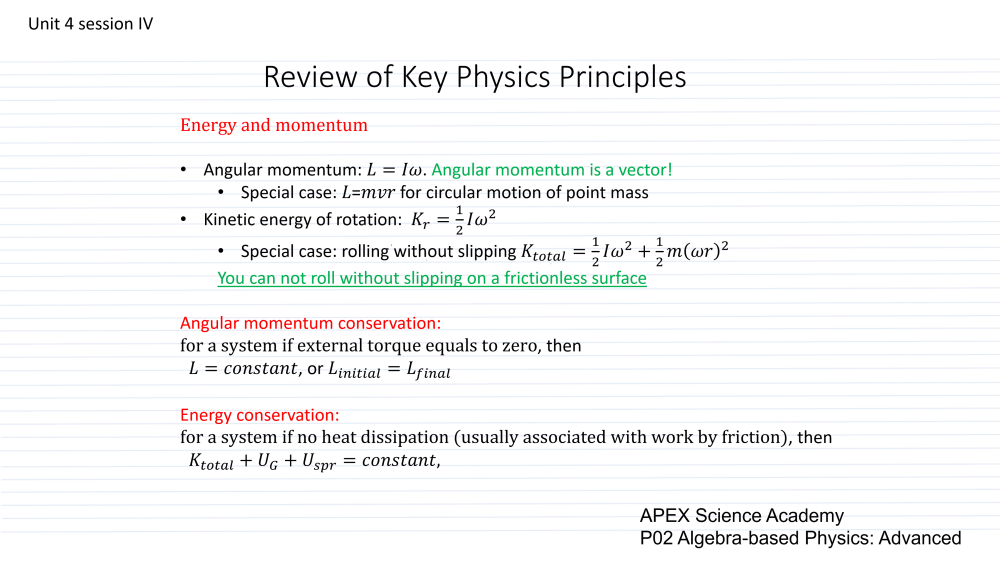 APEX P02: Algebra-based Physics - Advanced